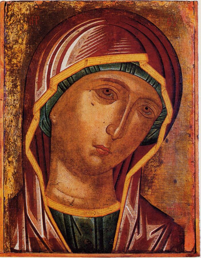 Богородица без младенца, неизвестной иконографии, из Эрмитажа