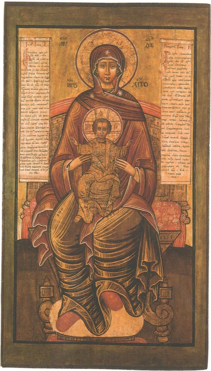 Богородица на троне также Божия Матерь на престоле из Боровичей