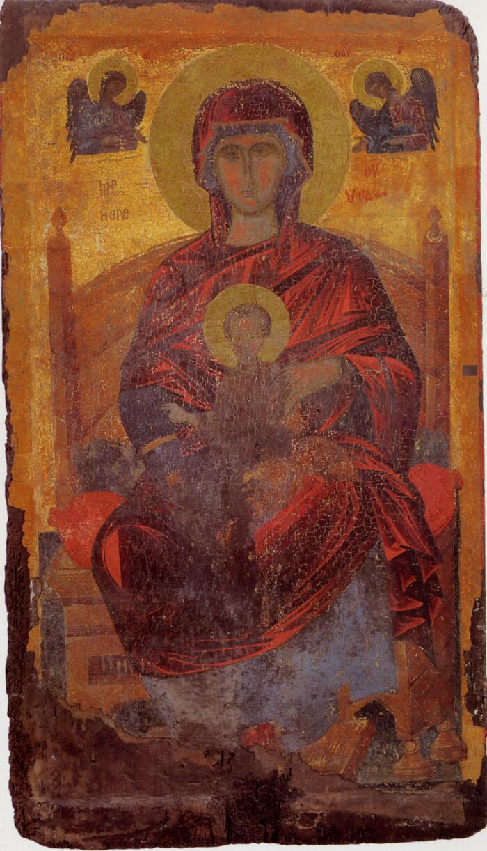 Богородица на троне также Божия Матерь на престоле из монастыря Пантократор