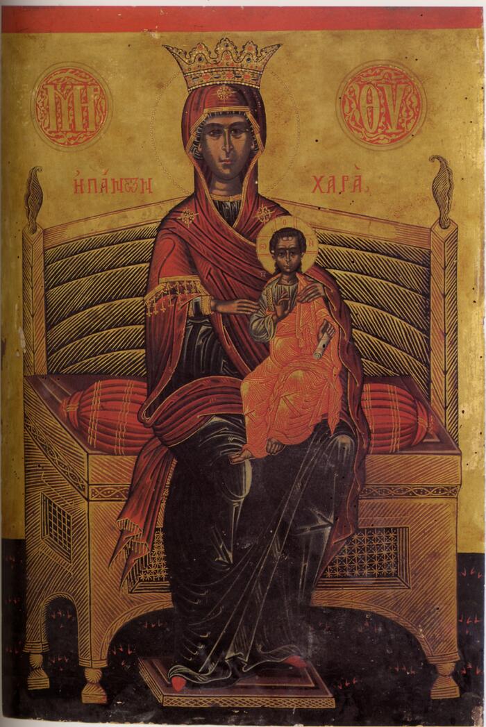 Богородица на троне также Божия Матерь на престоле из монастыря Пантократор вторая