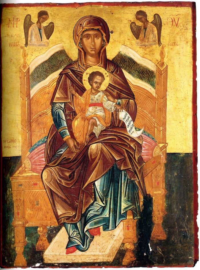Богородица на троне также Божия Матерь на престоле из собрания Велимезиса