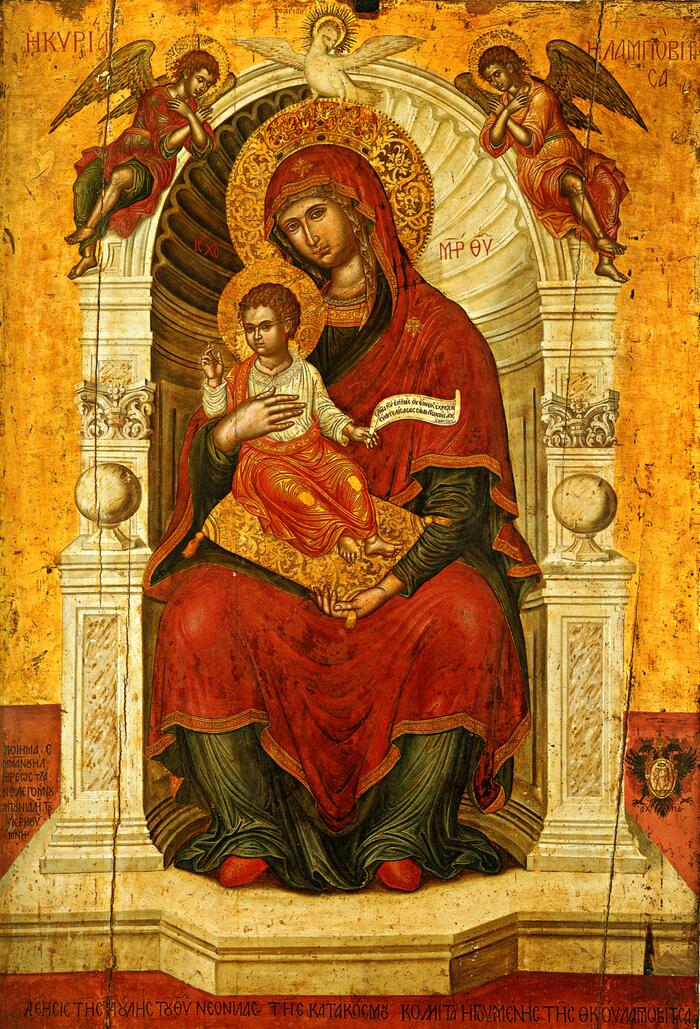 Богородица на троне также Божия Матерь на престоле из Византийского и христианского музея вторая