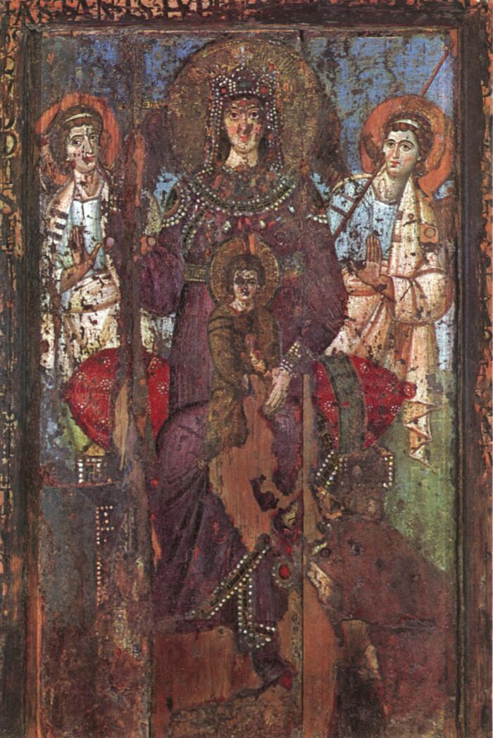 Богородица на троне с предстоящими ангелами вторая