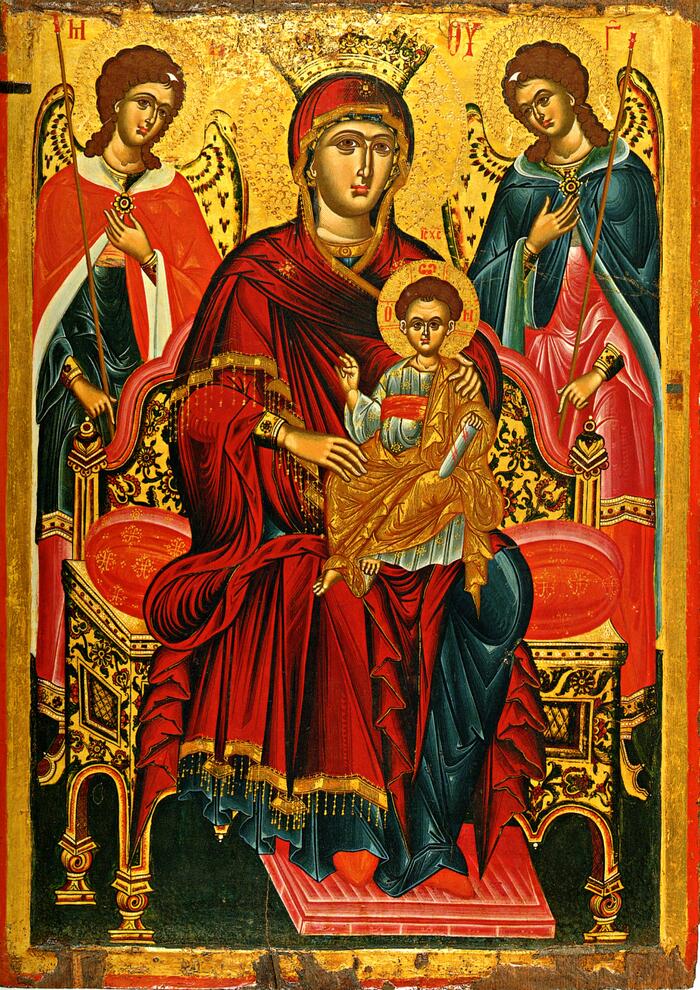 Богородица на троне с предстоящими ангелами третья
